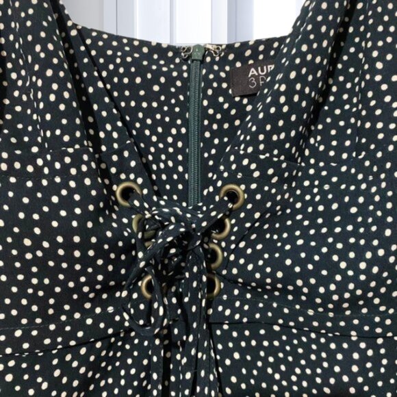 Audrey 3 Plus 1 Green Polka Dot Jumpsuit Size M | Wide Leg Tie Front - Picture 7 of 15